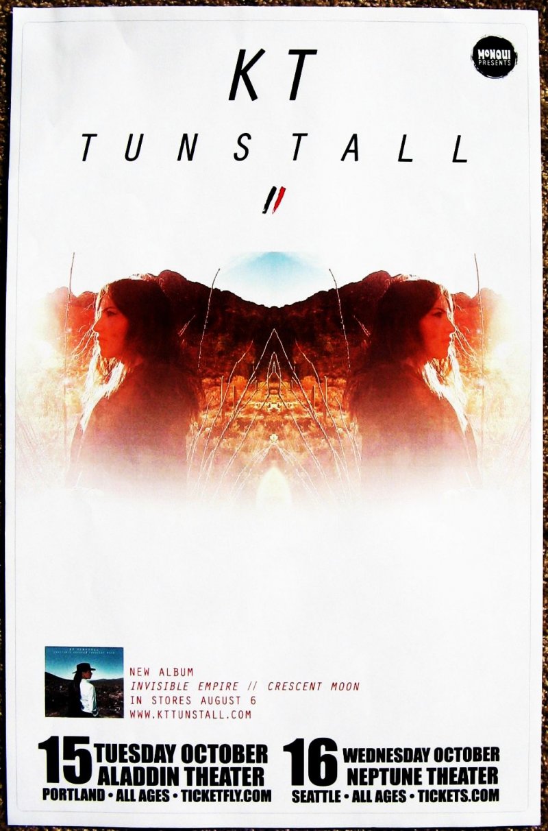 Image 0 of Tunstall KT TUNSTALL 2013 Gig POSTER Seattle & Portland Oregon Concert
