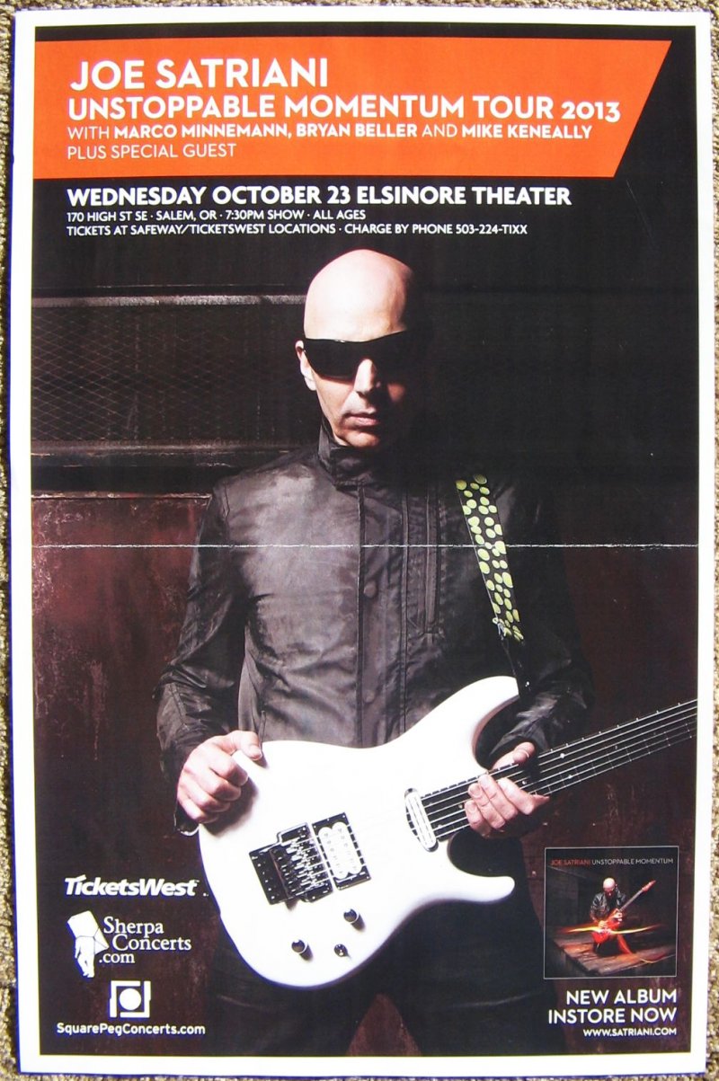 Image 0 of Satriani JOE SATRIANI 2013 Gig POSTER Salem Oregon Concert 