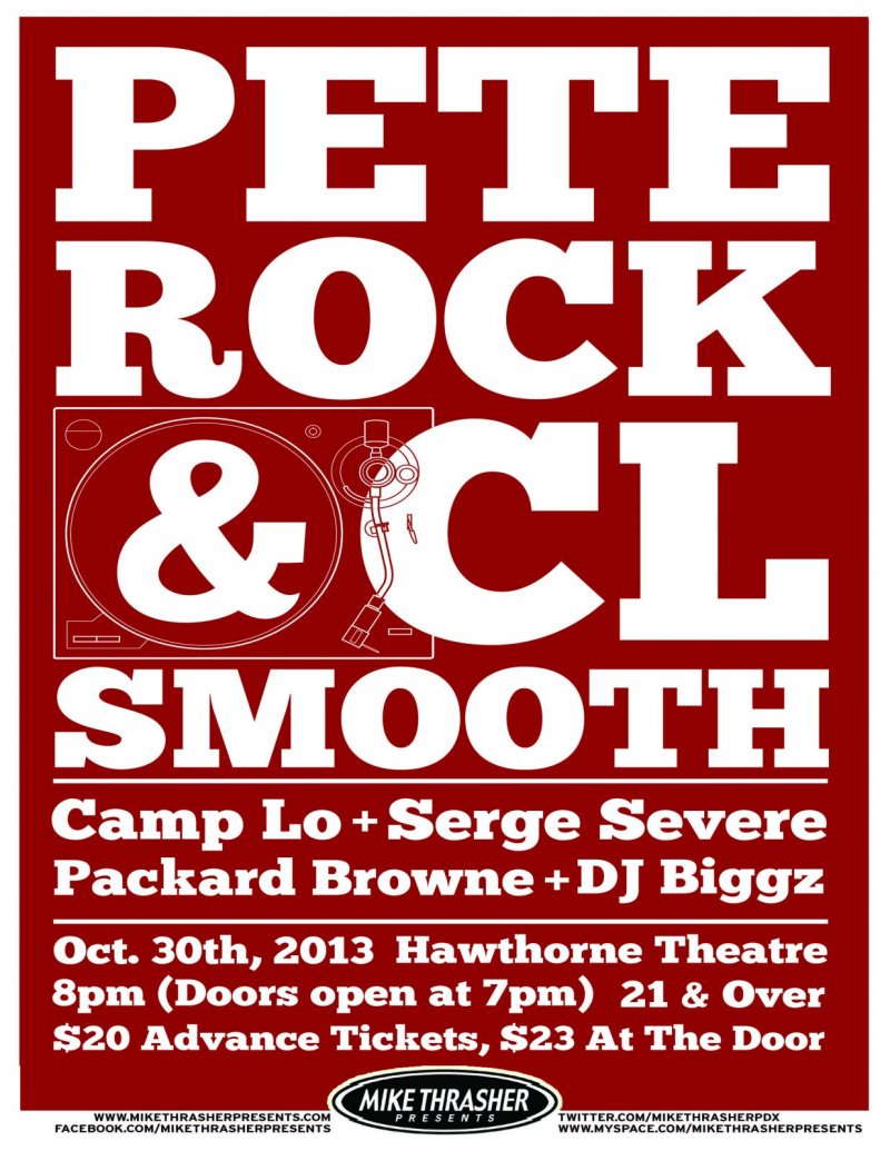 Image 0 of Rock PETE ROCK & CL SMOOTH 2013 Gig POSTER Portland Oregon Concert