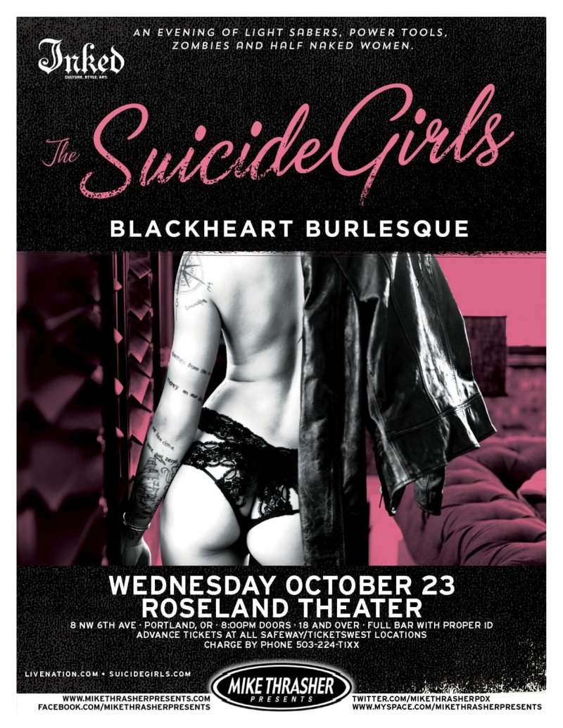 Image 0 of SUICIDE GIRLS 2013 Gig POSTER Portland Oregon Blackheart Burlesque Tour
