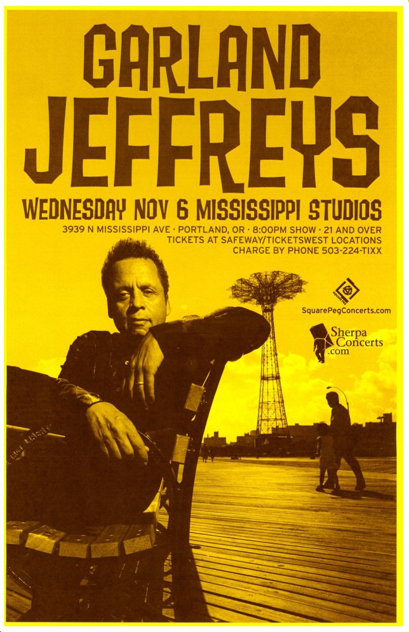 Image 0 of Jeffreys GARLAND JEFFREYS 2013 Gig POSTER Concert Portland Oregon  