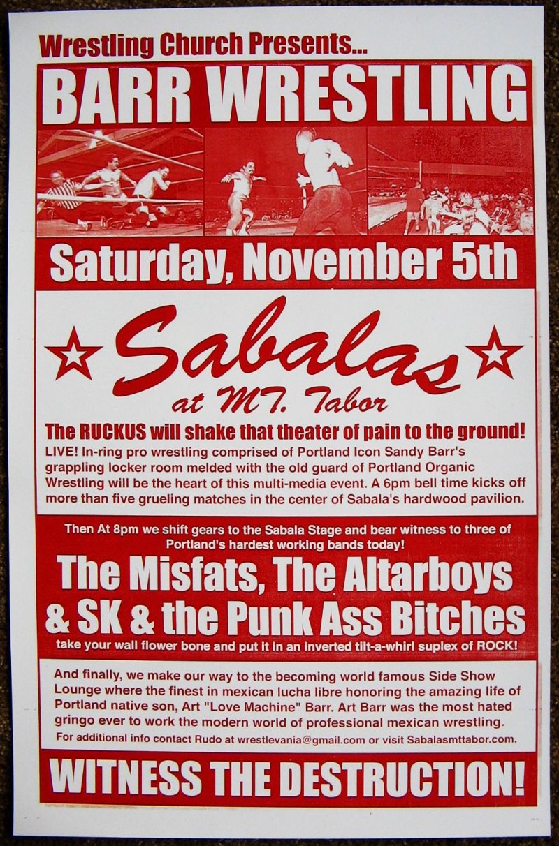 Image 0 of BARR WRESTLING 2005 POSTER Portland Oregon Sabalas Sandy & Art Barr