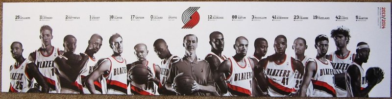 Image 0 of Portland Trailblazers 2013-14 TEAM POSTER Game Handout Blazers LaMarcus Lillard