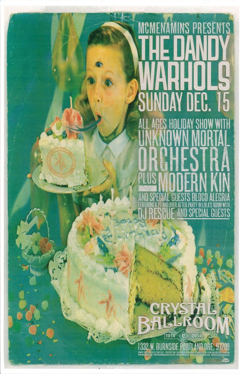 Image 0 of DANDY WARHOLS Gig POSTER Dec. 2013 Portland Oregon Concert 