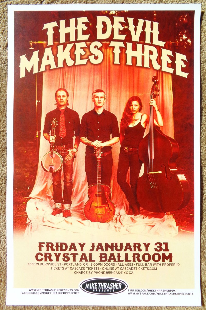 Image 0 of DEVIL MAKES THREE 2014 Gig POSTER Portland Oregon Concert