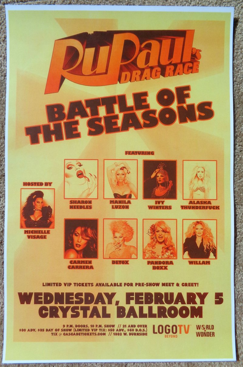 Image 0 of RU PAUL DRAG RACE 2014 Gig POSTER Battle Of The Seasons Portland Oregon Concert 