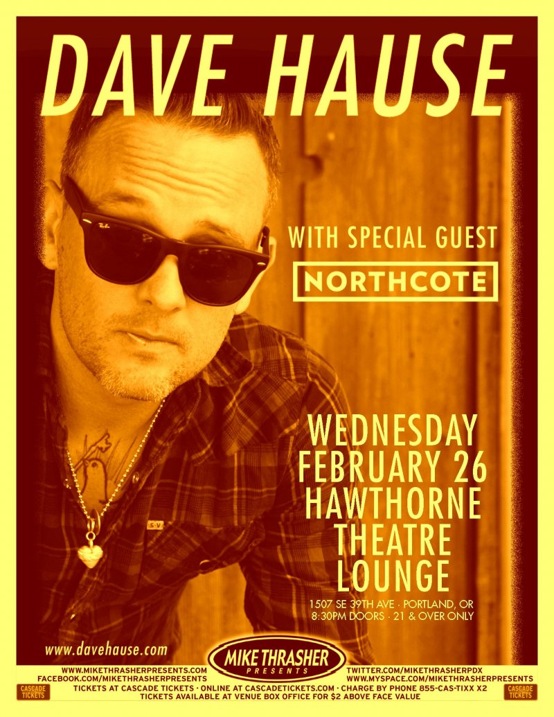 Image 0 of Hause DAVE HAUSE 2014 Gig POSTER Portland Oregon Concert