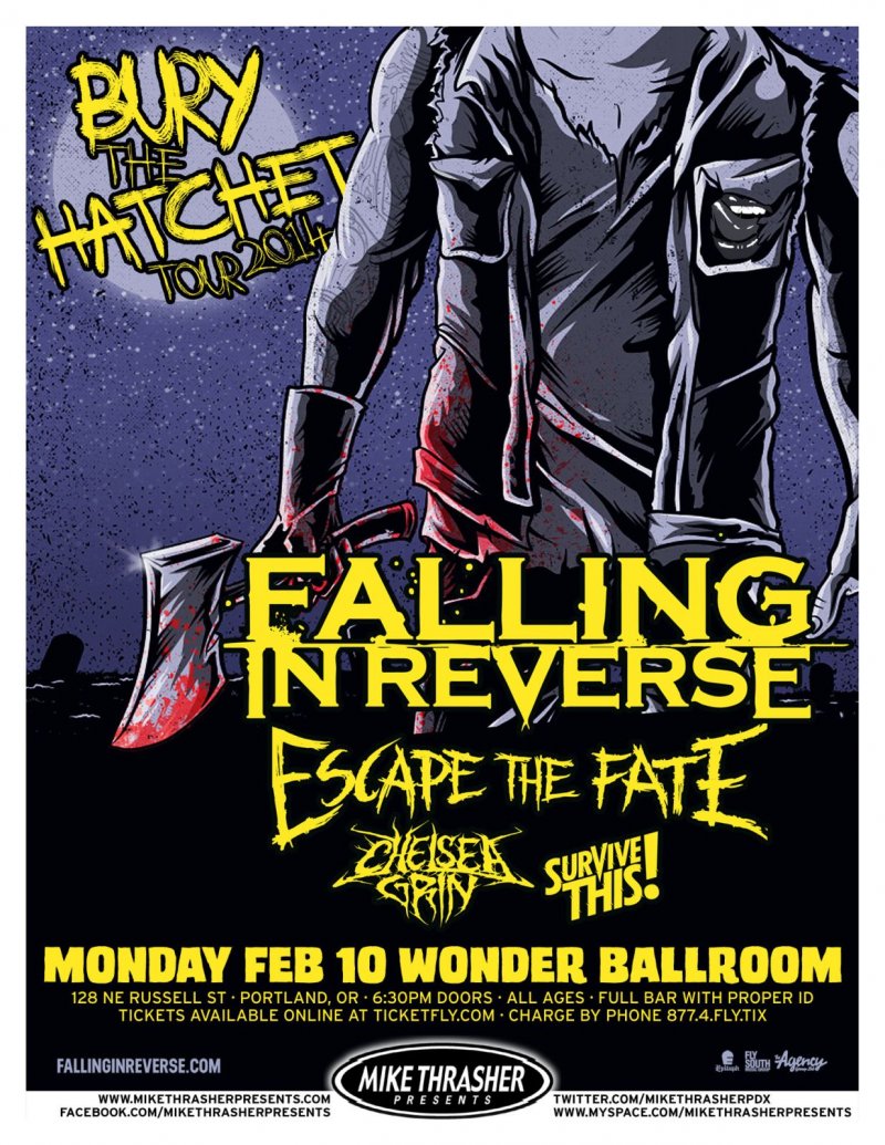 Image 0 of FALLING IN REVERSE 2014 Gig POSTER Portland Oregon Concert