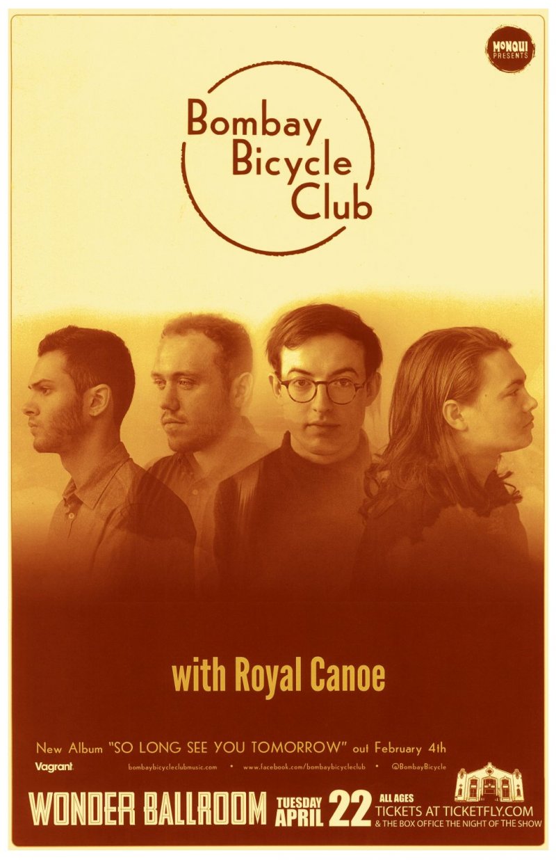 Image 0 of BOMBAY BICYCLE CLUB 2014 Gig POSTER Portland Oregon Concert