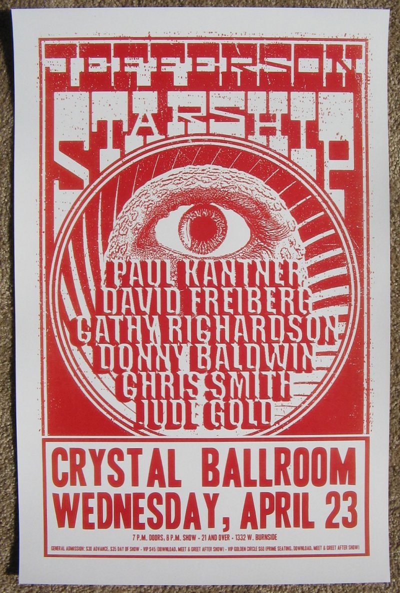 Image 0 of JEFFERSON STARSHIP 2014 Gig POSTER Portland Oregon Concert Kantner Freiberg