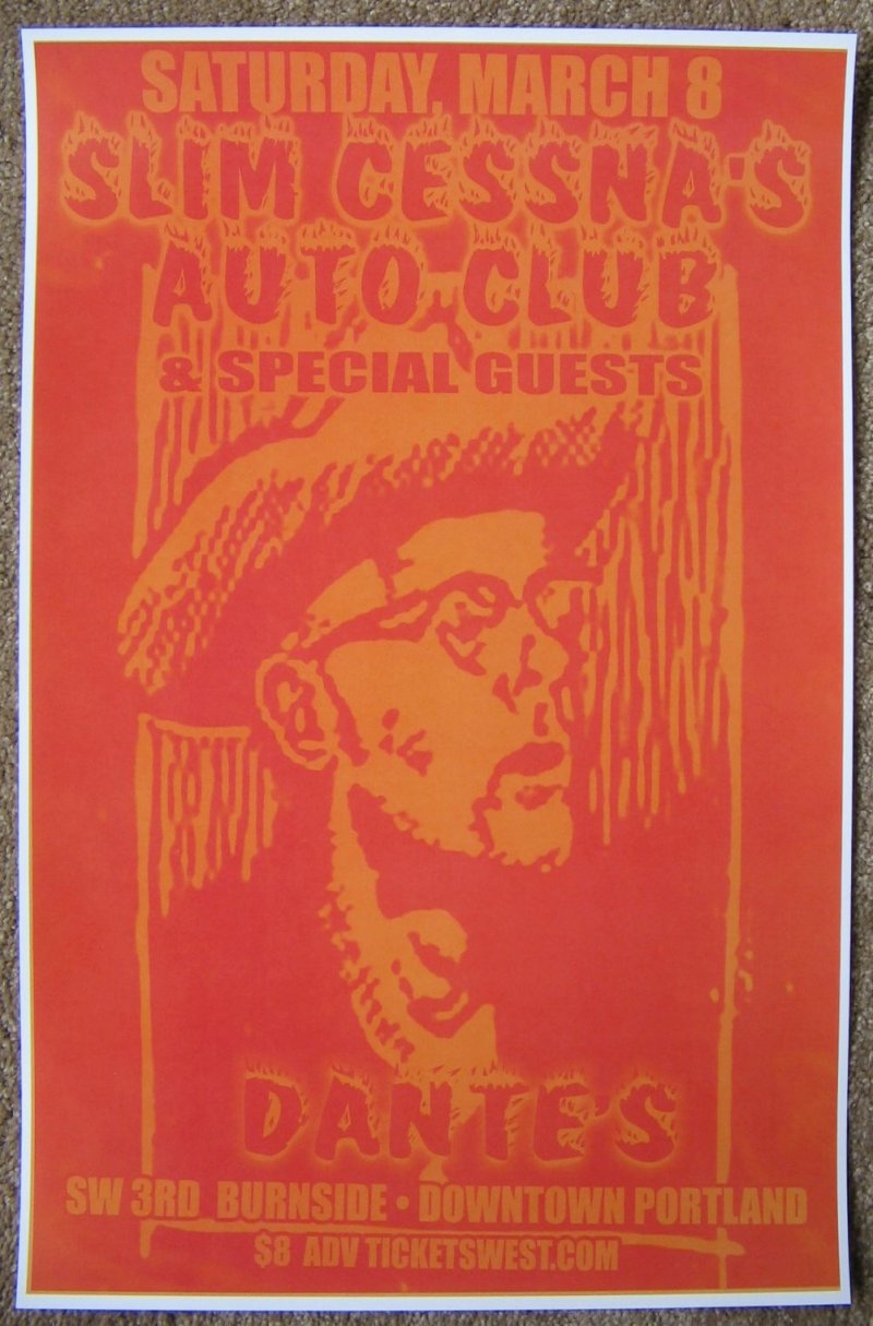 Image 0 of SLIM CESSNA'S AUTO CLUB 2008 Gig POSTER Portland Oregon Concert