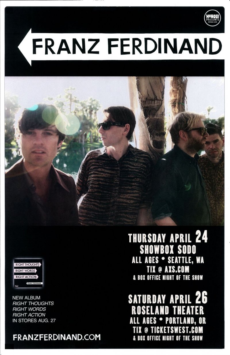 Image 0 of FRANZ FERDINAND 2014 Gig POSTER Portland Oregon & Seattle Concert 