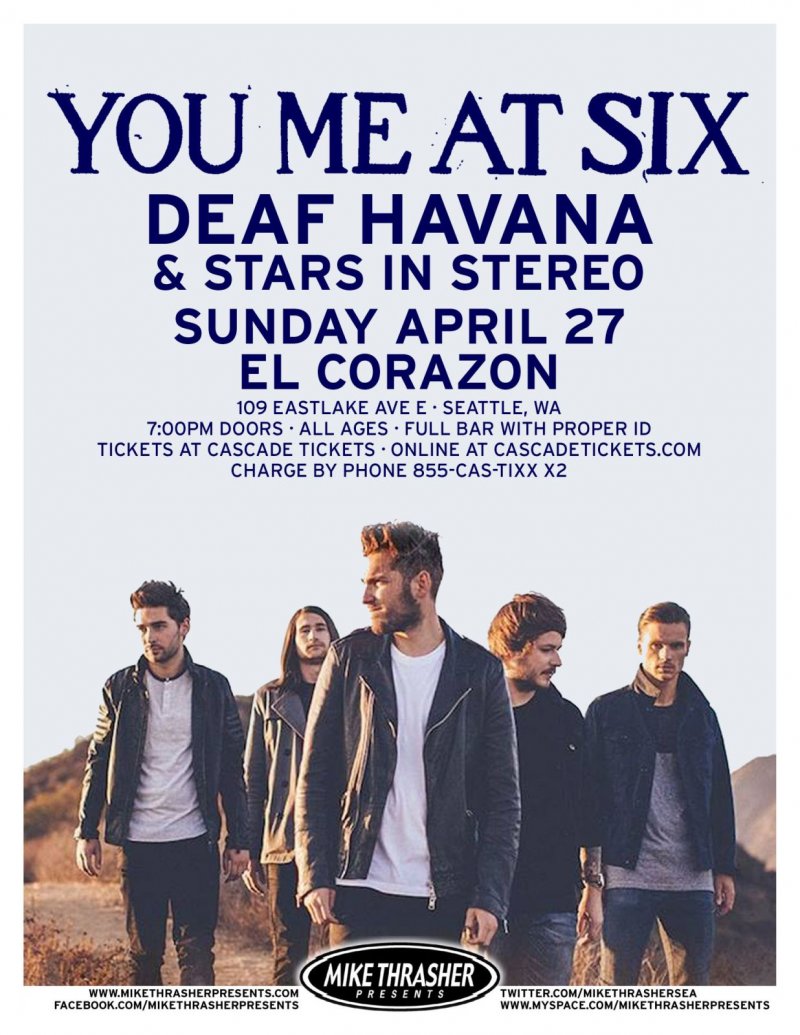 Image 0 of YOU ME AT SIX 2014 Gig POSTER Concert Seattle Washington