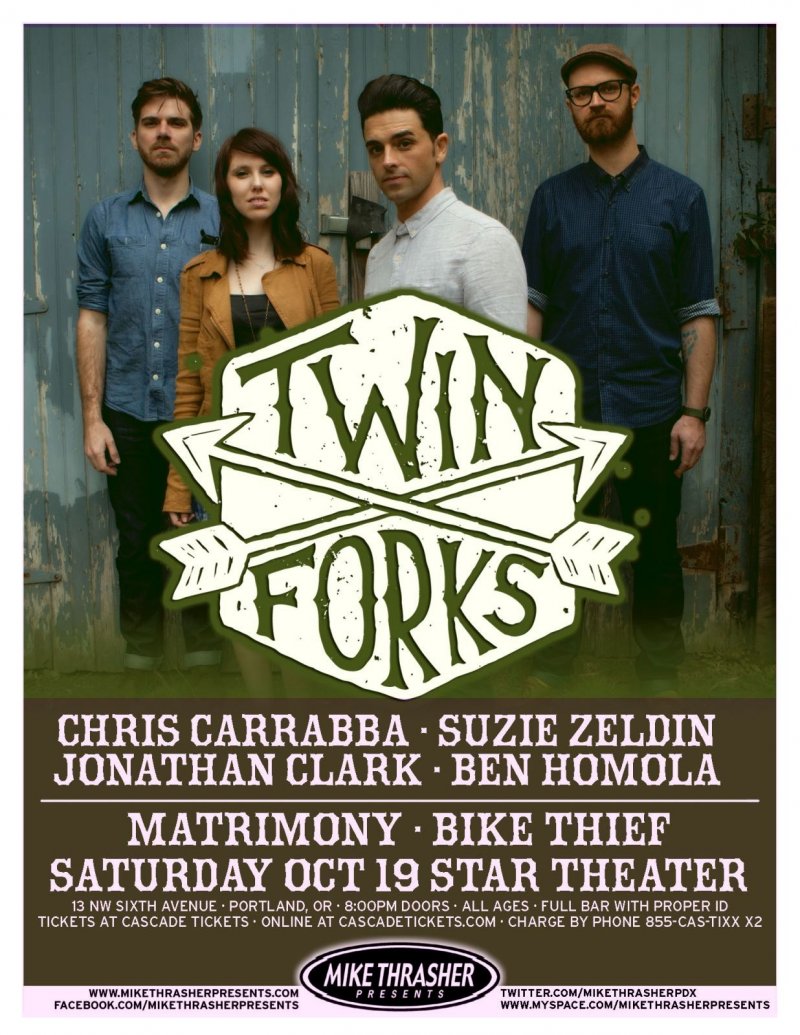 Image 0 of TWIN FORKS 2013 Gig POSTER Portland Oregon Concert DASHBOARD CONFESSIONAL