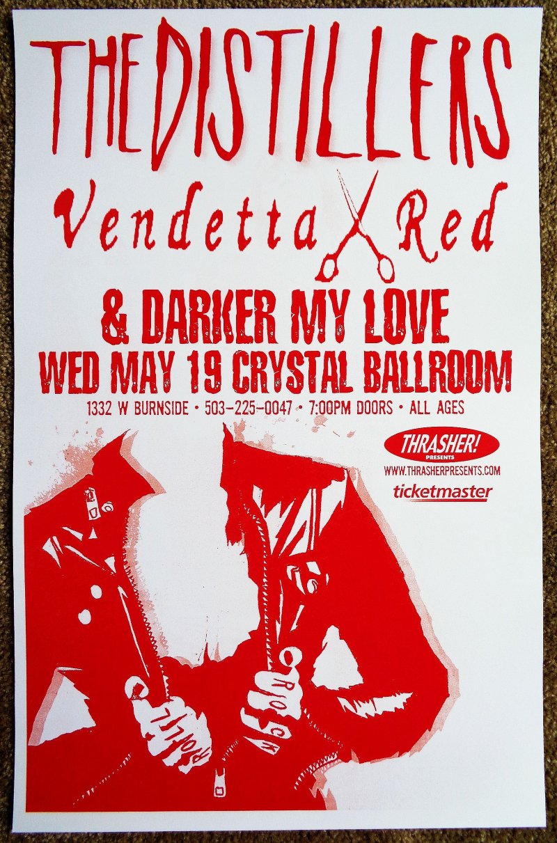 Image 0 of Distillers THE DISTILLERS 2004 Gig POSTER Portland Oregon Concert BRODY DALLE