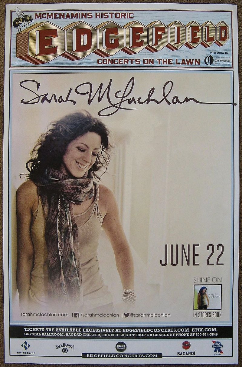 Image 0 of McLachlan SARAH McLACHLAN 2014 Gig POSTER Edgefield Portland Oregon Concert