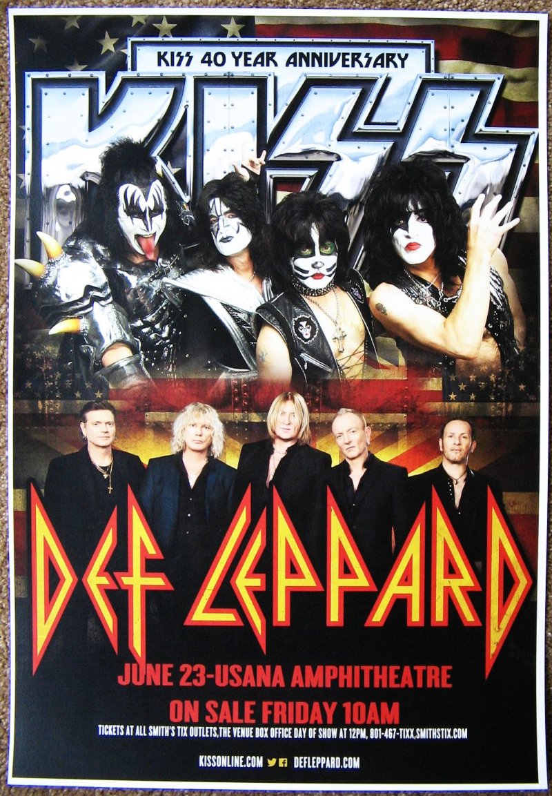 Image 0 of DEF LEPPARD & KISS 2014 Gig POSTER Utah Gene Simmons Concert