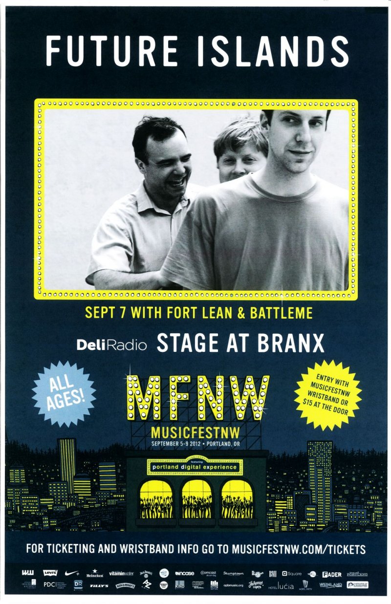Image 0 of FUTURE ISLANDS 2012 Gig POSTER Musicfest NW MFNW Portland Oregon Concert