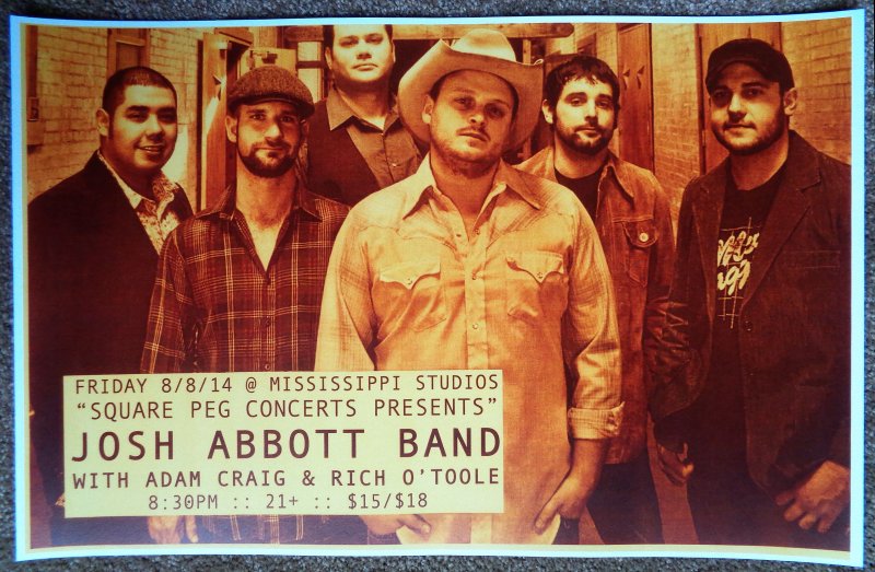 Abbott JOSH ABBOTT BAND 2014 Gig POSTER Portland Oregon Concert 