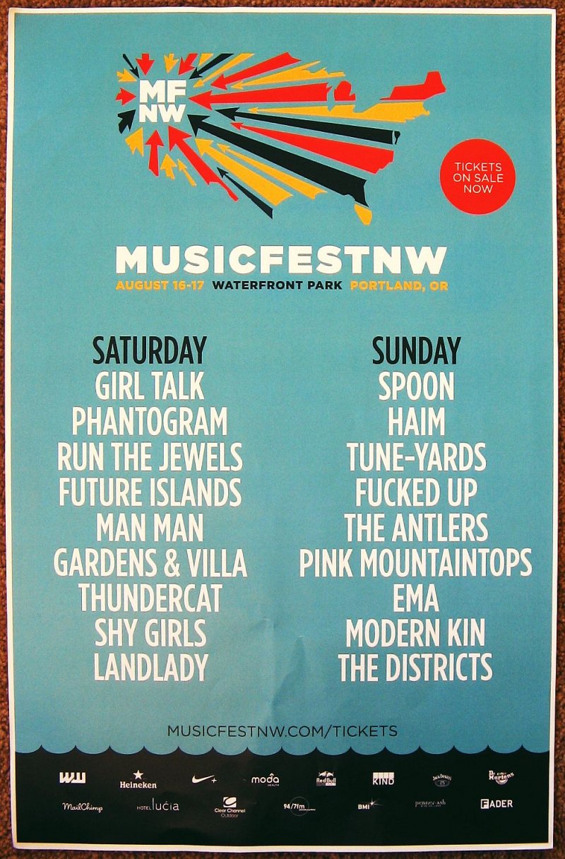 Image 0 of Musicfest NW 2014 Gig POSTER Portland Oregon MFNW HAIM / SPOON / GIRL TALK etc.