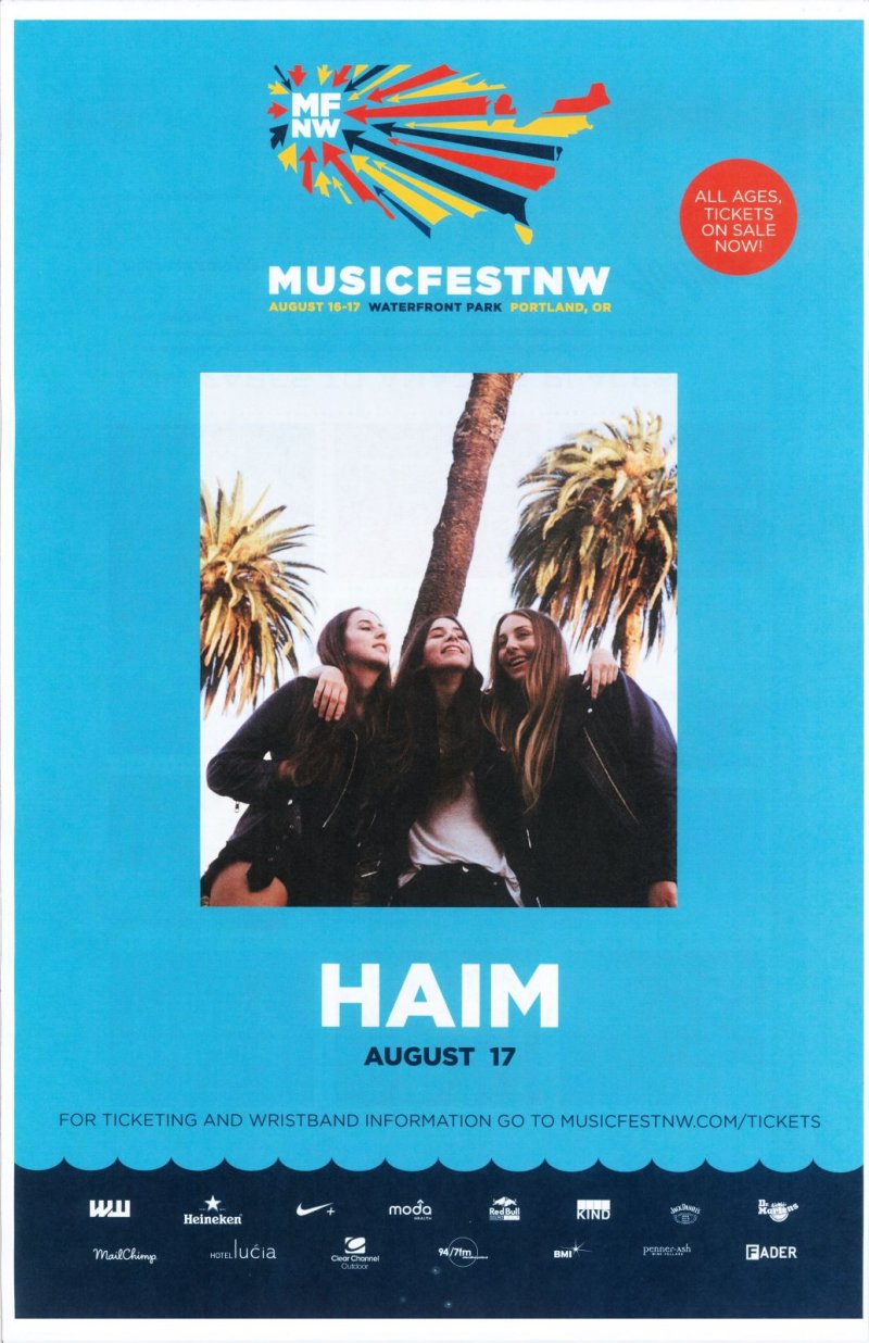 Image 0 of HAIM 2014 Gig POSTER MFNW Portland Oregon Musicfest NW Concert