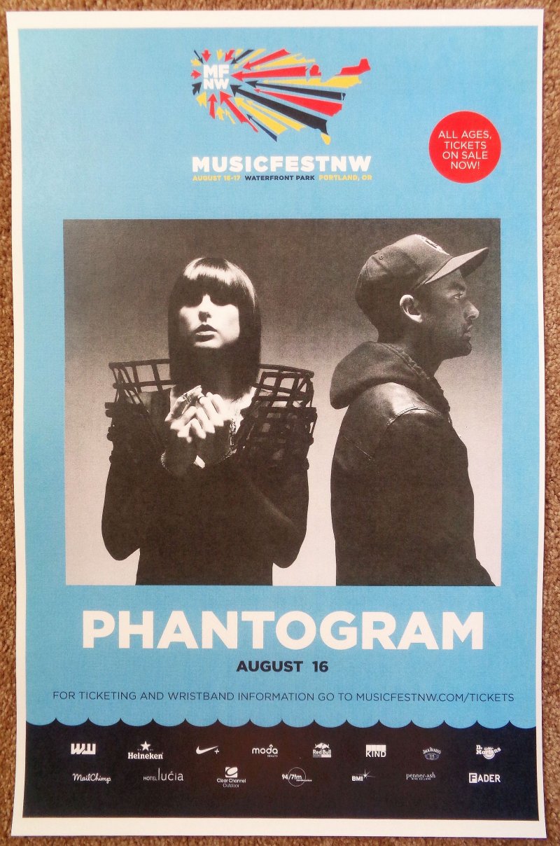 Image 0 of PHANTOGRAM 2014 Gig POSTER MFNW Portland Oregon Musicfest NW Concert