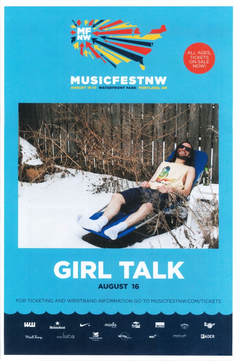 Image 0 of GIRL TALK 2014 Gig POSTER MFNW Portland Oregon Musicfest NW Concert Gregg Gillis