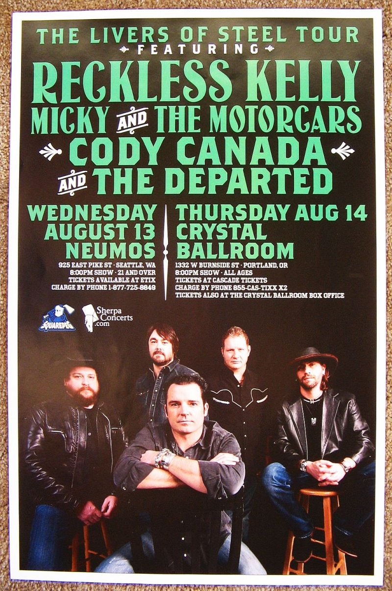 Image 0 of RECKLESS KELLY 2014 Gig POSTER Concert Seattle & Portland Oregon