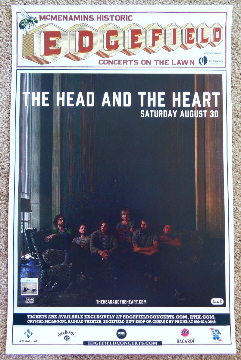 Image 0 of Head And Heart THE HEAD AND THE HEART 2014 Gig POSTER Edgefield Portland Concert