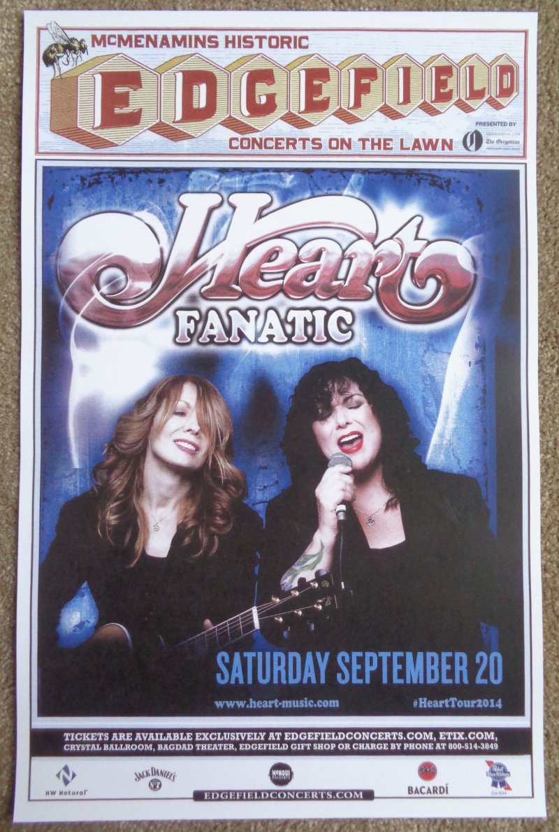 Image 0 of HEART 2014 Gig POSTER Edgefield Portland Oregon Concert Ann & Nancy Wilson