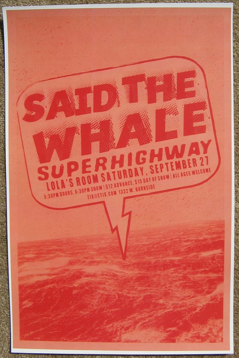 Image 0 of SAID THE WHALE 2014 Gig POSTER Portland Oregon Concert