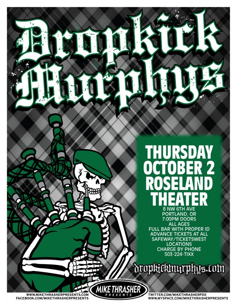 Image 0 of DROPKICK MURPHYS 2014 Gig POSTER Portland Oregon Concert