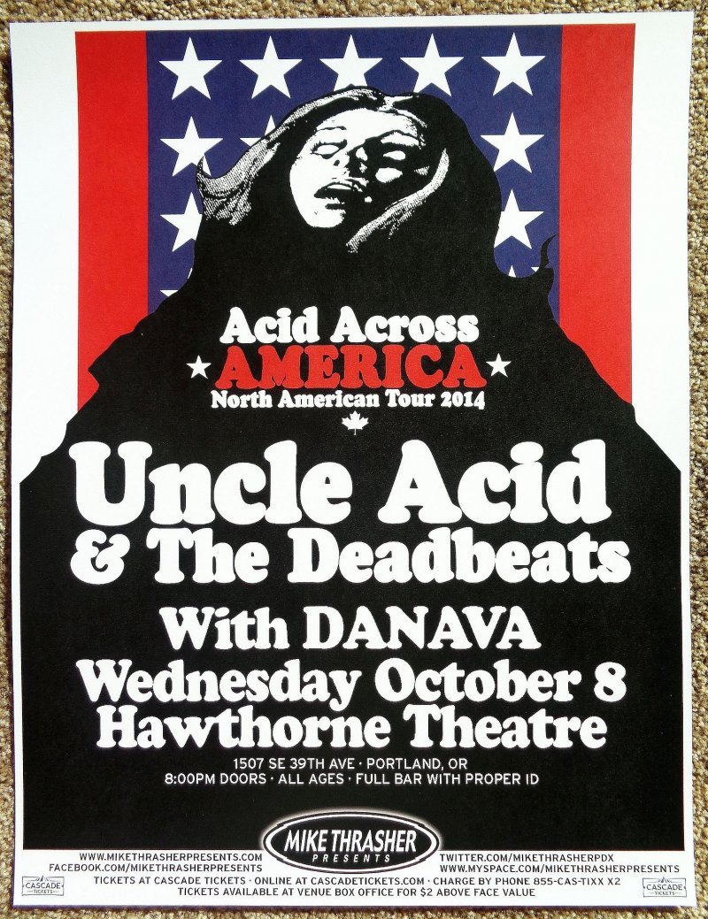 Image 0 of UNCLE ACID & THE DEADBEATS 2014 Gig POSTER Portland Oregon Concert 