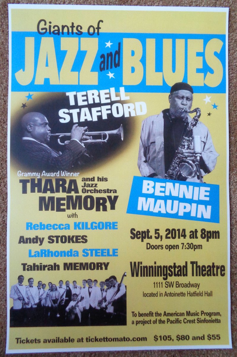 Image 0 of Stafford TERELL STAFFORD & BENNIE MAUPIN 2014 Gig POSTER Portland Concert THARA