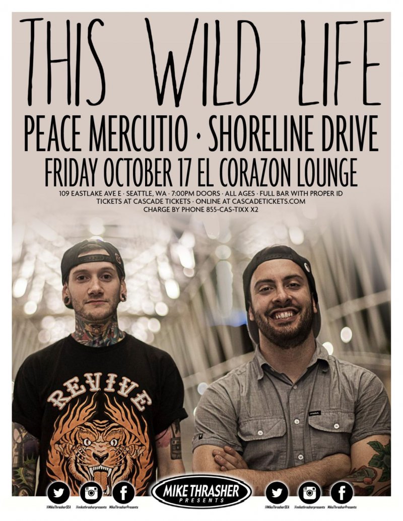 Image 0 of THIS WILD LIFE 2014 Gig POSTER Seattle Concert Washington