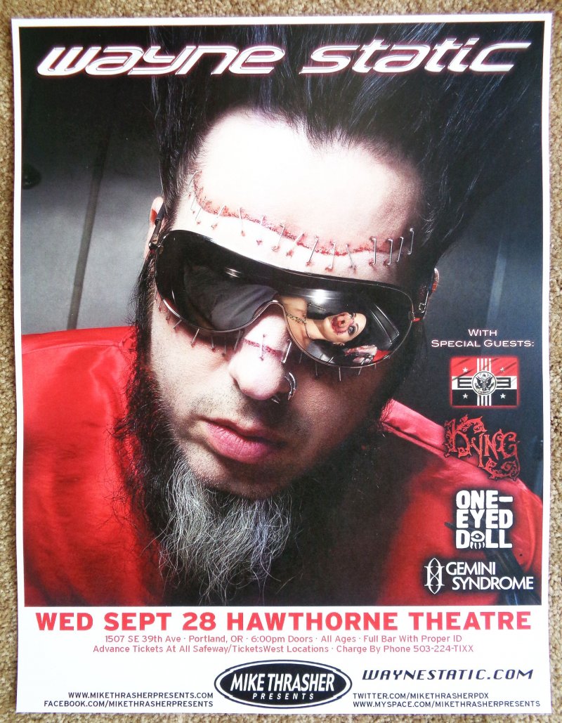 Image 0 of Static WAYNE STATIC 2011 Gig POSTER Portland Oregon Concert