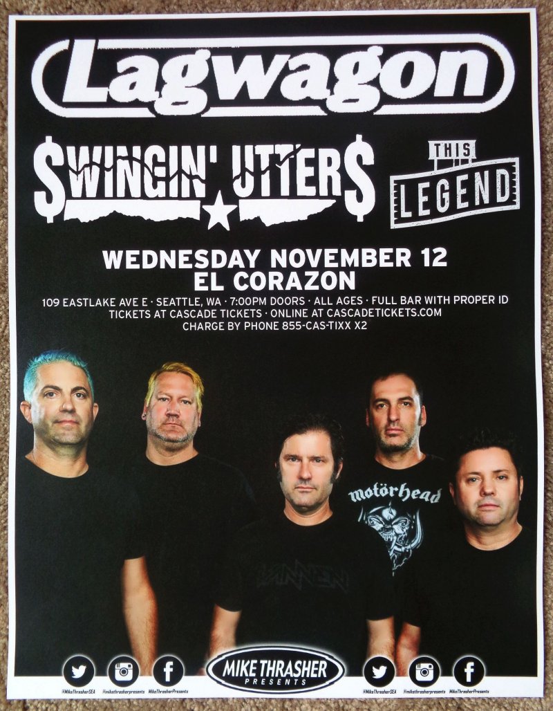 Image 0 of LAGWAGON 2014 Gig POSTER Seattle Concert Washington