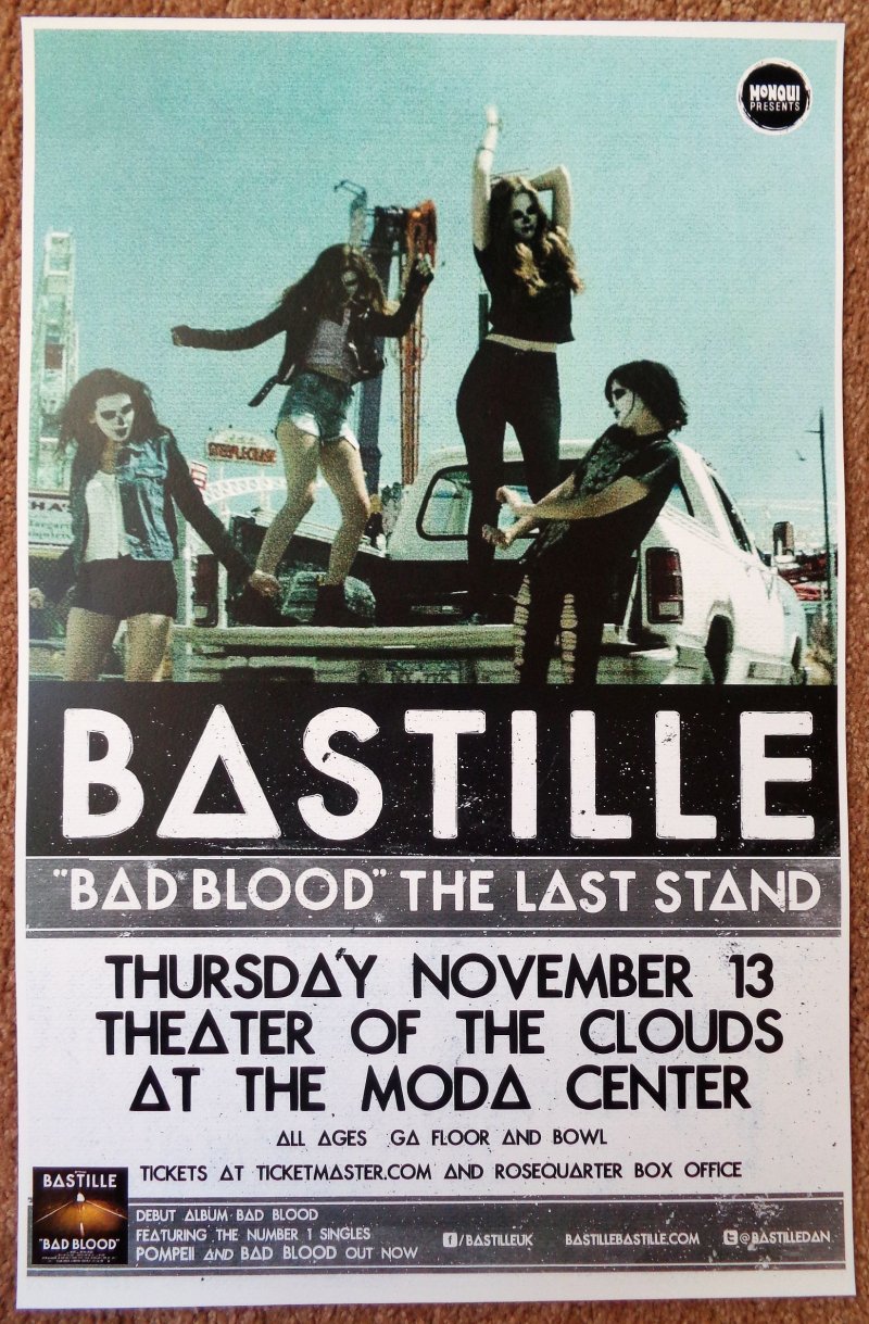 Image 0 of BASTILLE 2014 Gig POSTER Concert Portland Oregon Pompeii Bad Blood