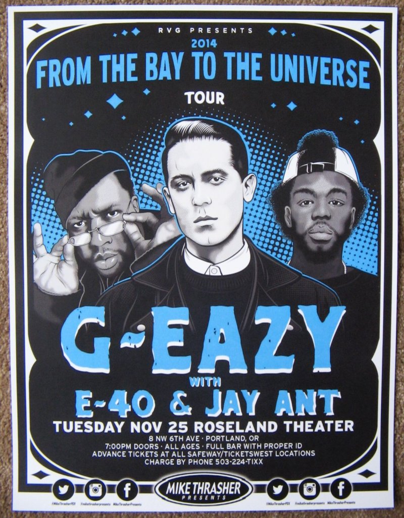 Image 0 of G-EAZY 2014 Gig POSTER Portland Oregons Concert GEazy Bay To The Universe Tour