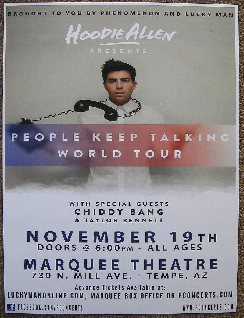 Allen HOODIE ALLEN 2014 Gig POSTER Tempe Arizona Concert