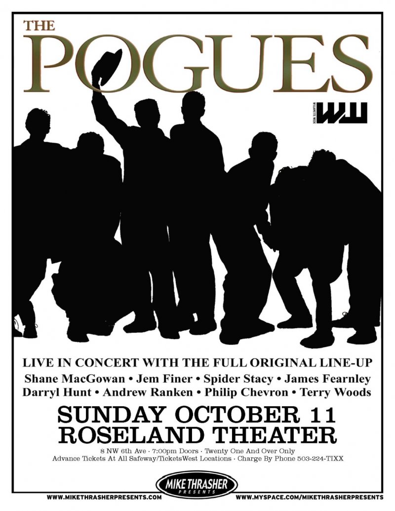 Image 0 of Pogues THE POGUES 2009 Gig POSTER Portland Oregon Concert
