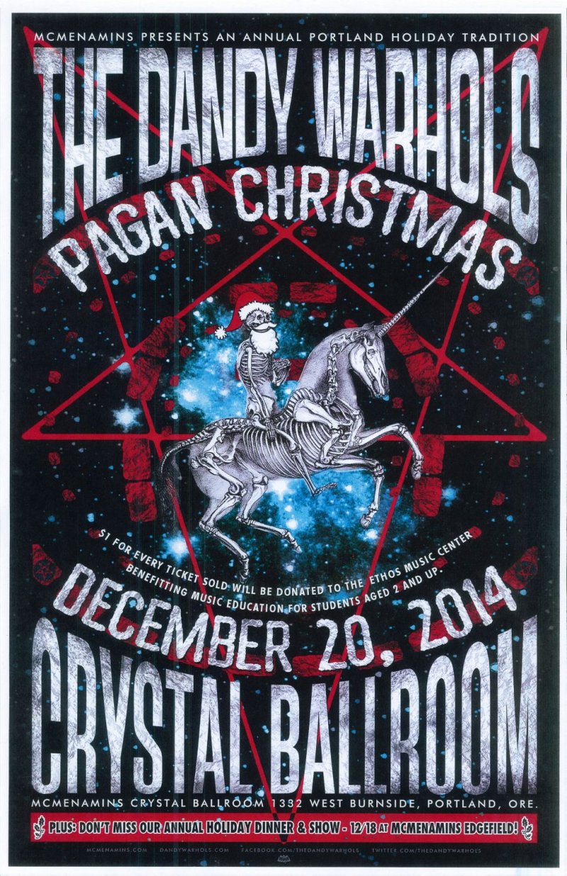 Image 0 of DANDY WARHOLS 2014 Gig POSTER Portland Oregon Concert Pagan Christmas