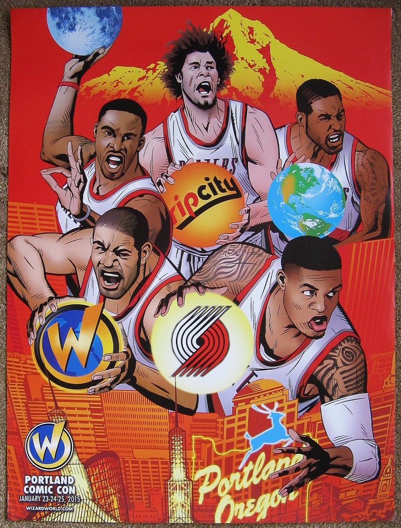 Image 0 of COMIC CON Portland Trailblazer POSTER 2015 Lillard STARTERS Game Handout Blazers