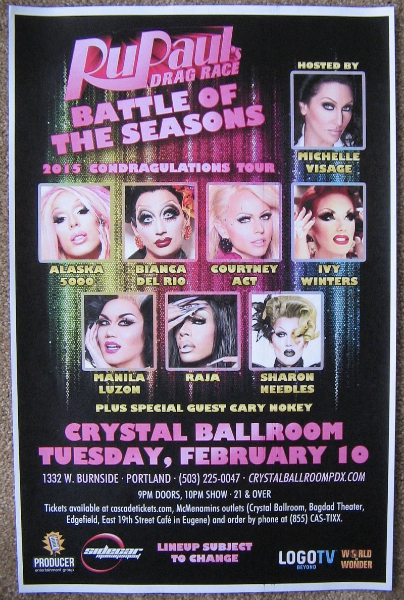 Image 0 of RU PAUL DRAG RACE 2015 Gig POSTER Battle Of The Seasons Portland Oregon Concert