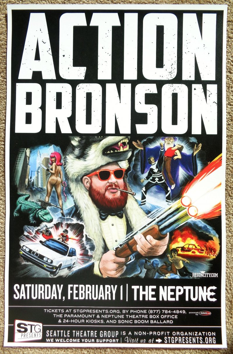 Image 0 of ACTION BRONSON 2014 Gig POSTER Seattle Concert Washington