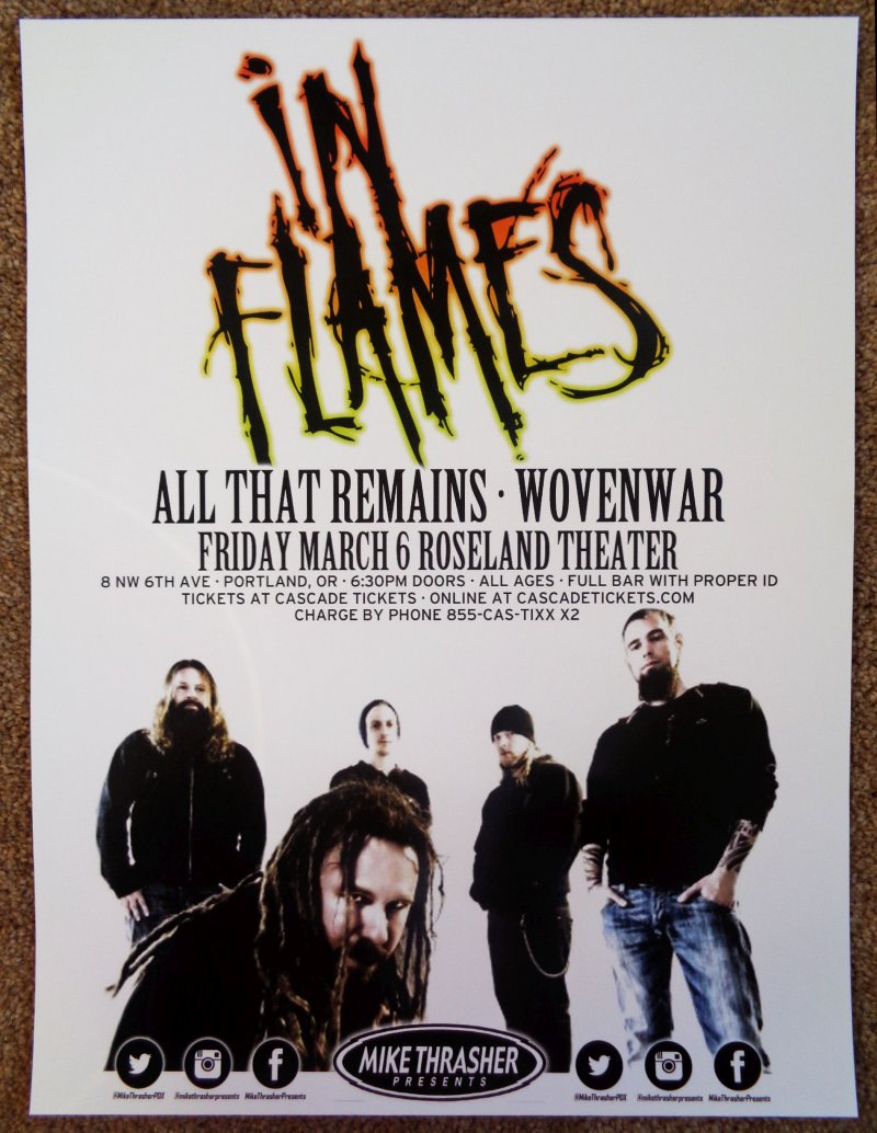 Image 0 of IN FLAMES 2015 Gig POSTER Portland Oregon Concert