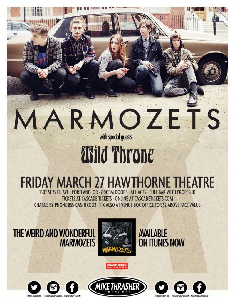 Image 0 of MARMOZETS 2015Gig POSTER Portland Oregon Concert