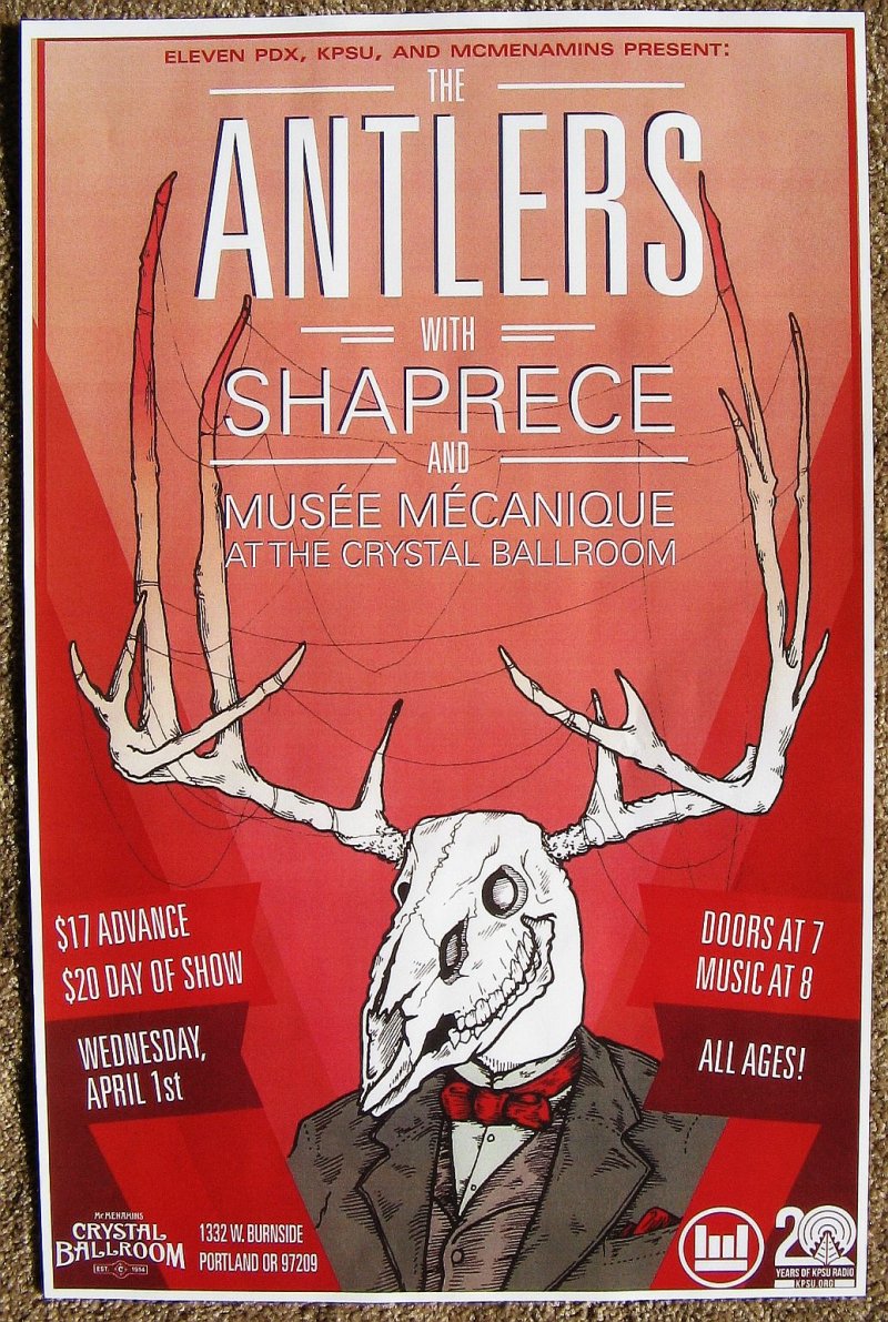 Image 0 of Antlers THE ANTLERS 2015 Gig POSTER Portland Oregon Concert