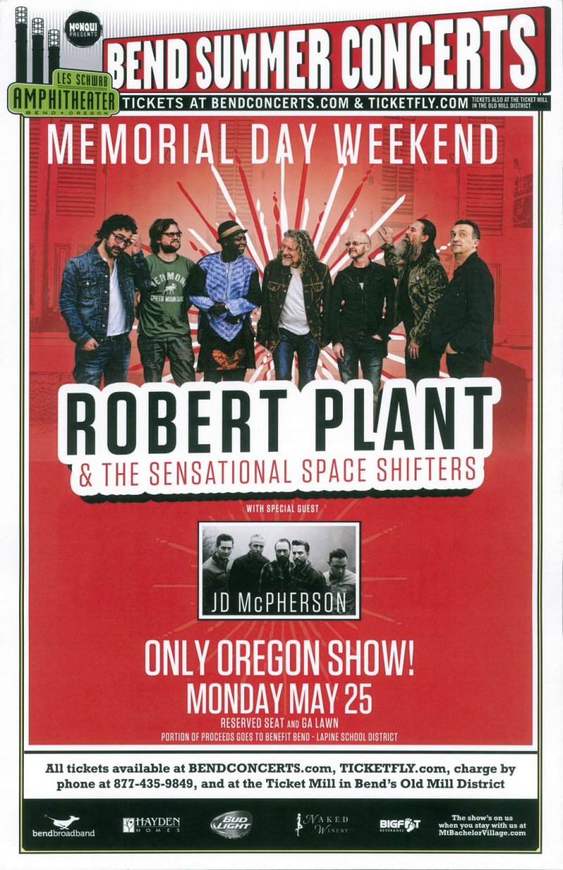 Image 0 of McPherson JD McPHERSON & ROBERT PLANT POSTER 2015 Gig Bend Oregon Concert