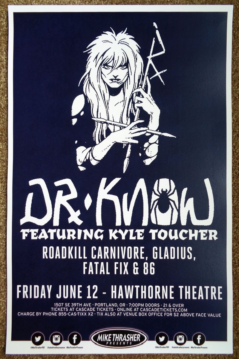 Image 0 of DR. KNOW 2015 Gig POSTER Portland Oregon Concert KYLE TOUCHER